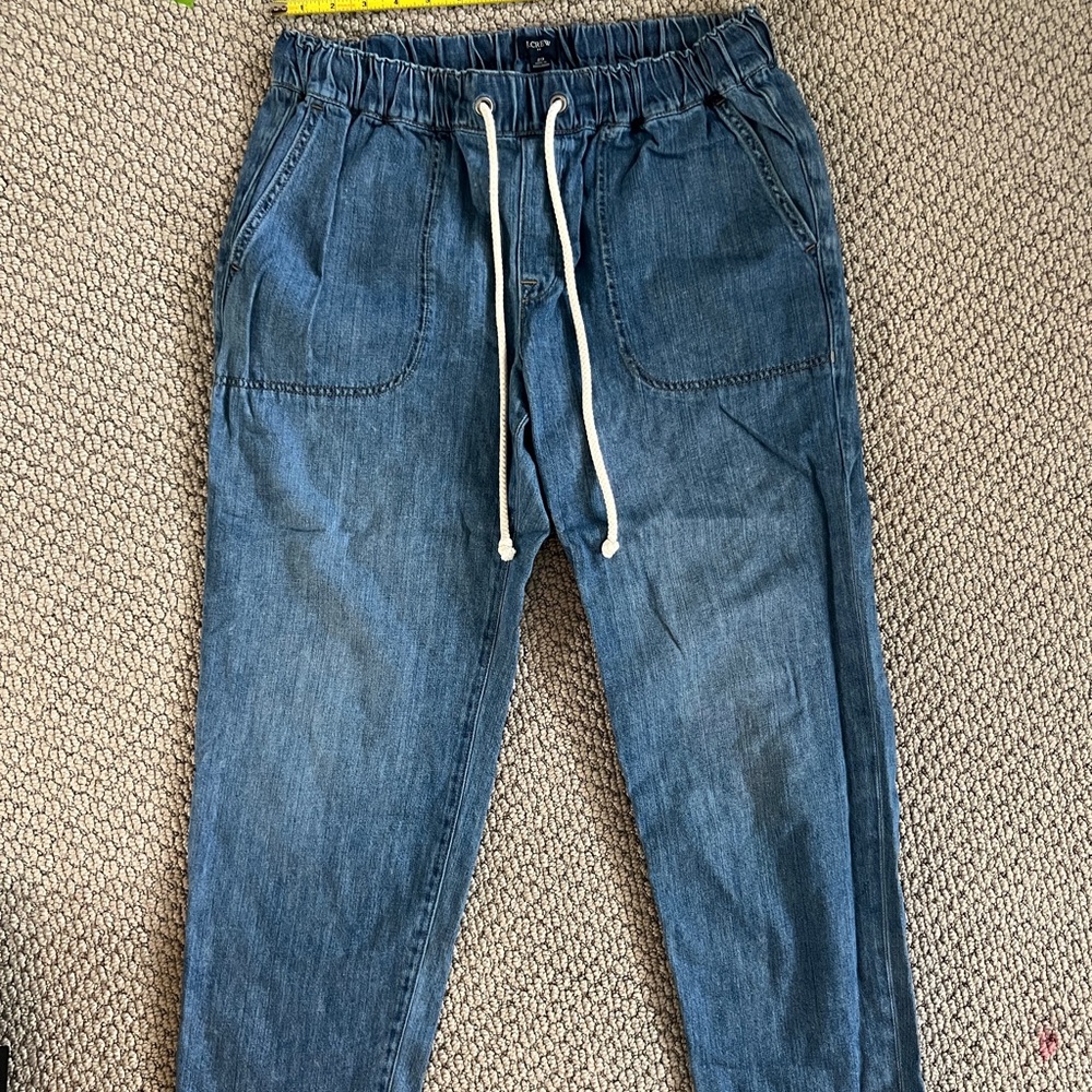 Relaxed Blue Jean Pants with Drawstring Waist size 29 by J. Crew